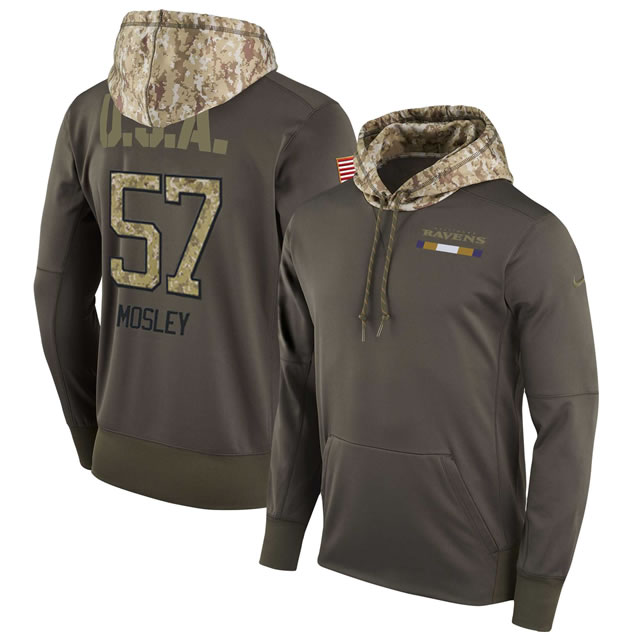 Nike Ravens 57 C.J. Mosley Men's Olive Salute To Service Pullover Hoodie